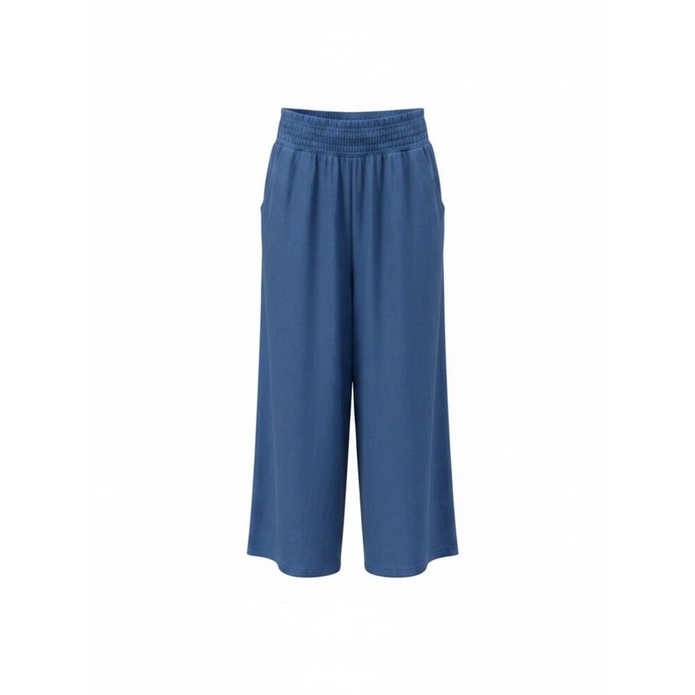 Linen Palazzo Pants Sz M‎ Blue Wide Elastic Waistband Wide Leg NWOT